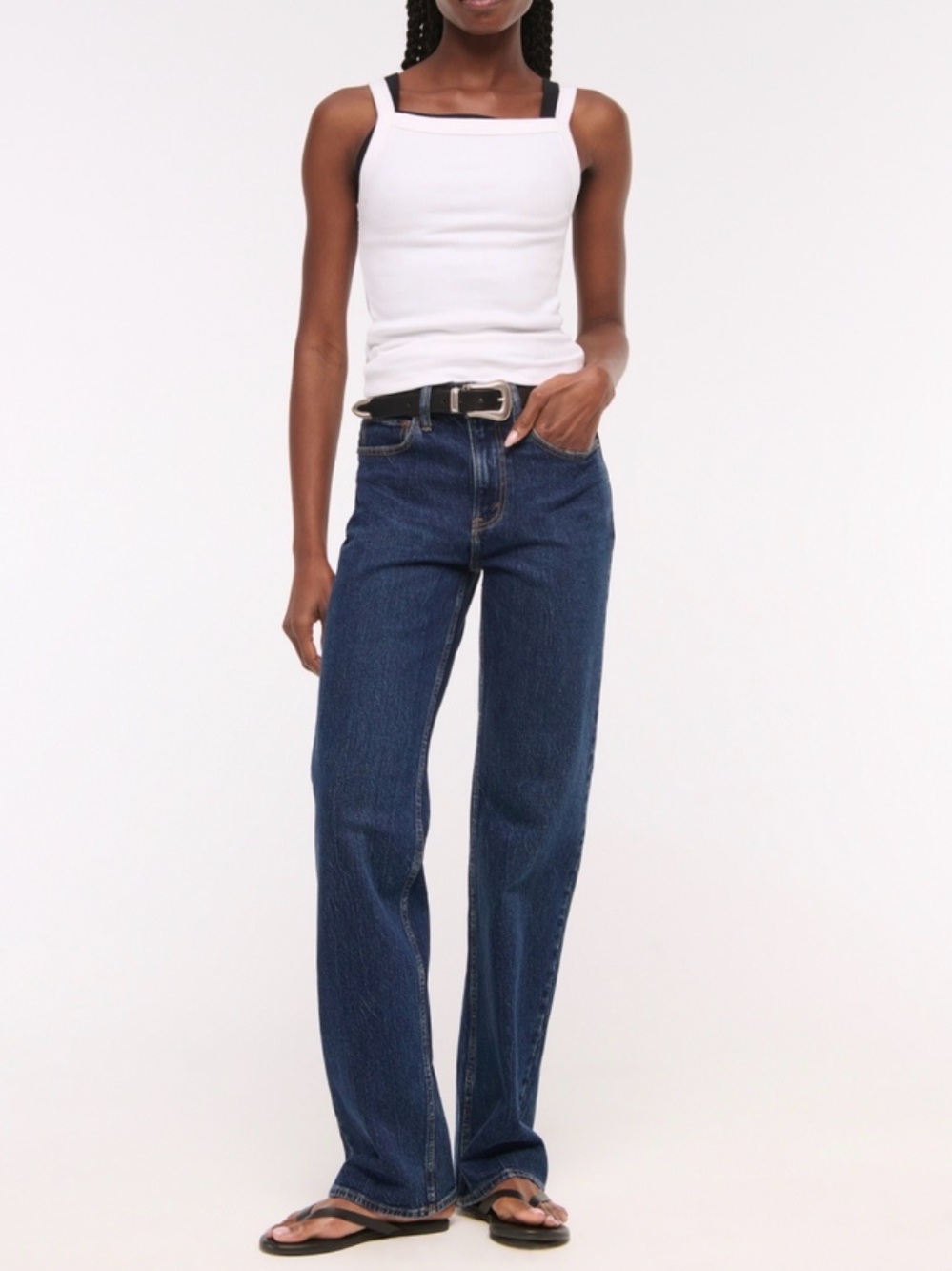 Abercrombie & Fitch Curve Love High Rise 90s Relaxed Jean in Dark Wash Regular